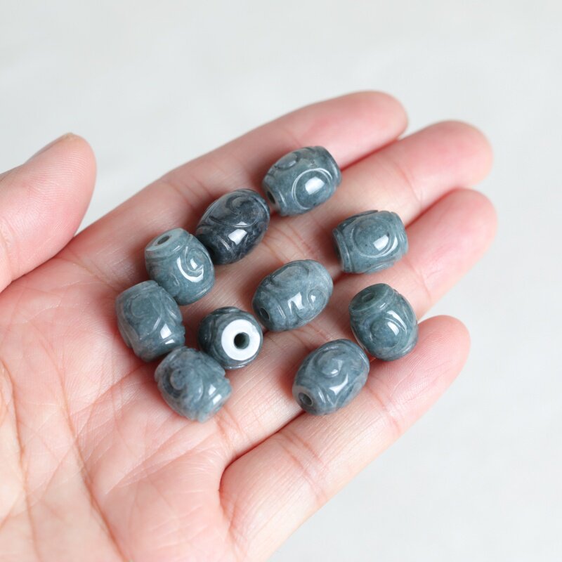 Mens Fashion Bracelet - 5PC Natural Blue Water Jade Ripple