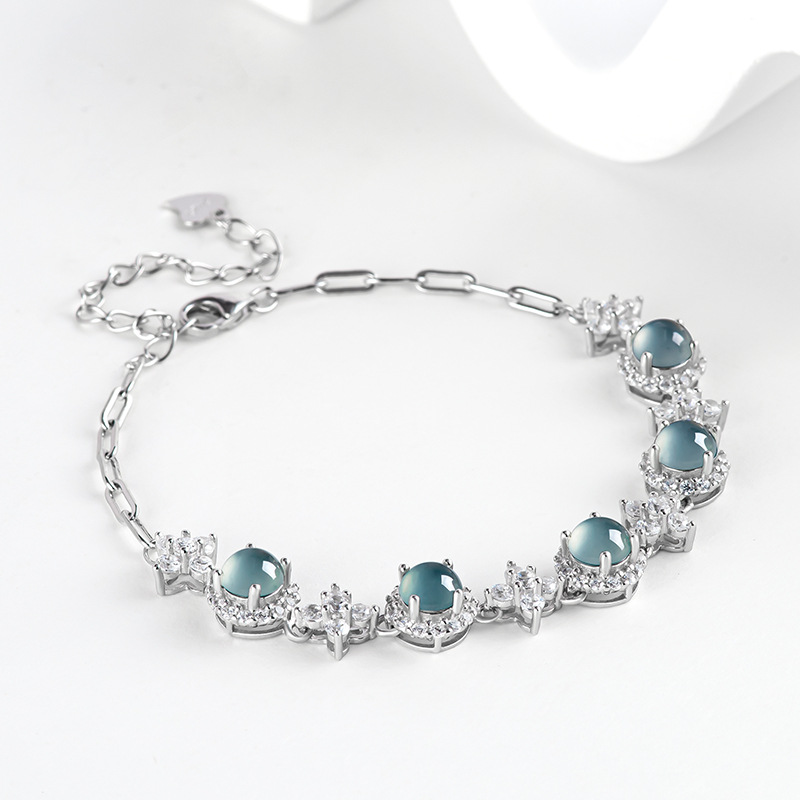 Mens Fashion Bracelet - Blue Myanmar Jadeite Bracelet Natural Burmese