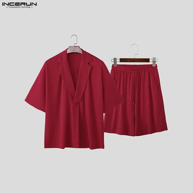 INCERUN Men Sets Solid Color L - Mens Fashion Casual 2026 评论和价格