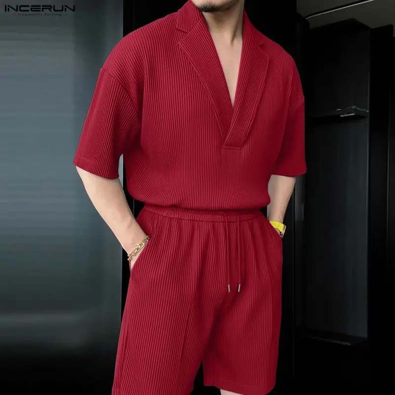 INCERUN Men Sets Solid Color L - Mens Fashion Casual 2026 评论和价格