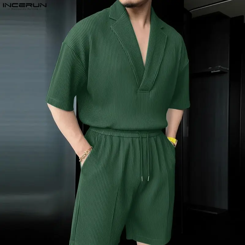 INCERUN Men Sets Solid Color L - Mens Fashion Casual 2026 评论和价格