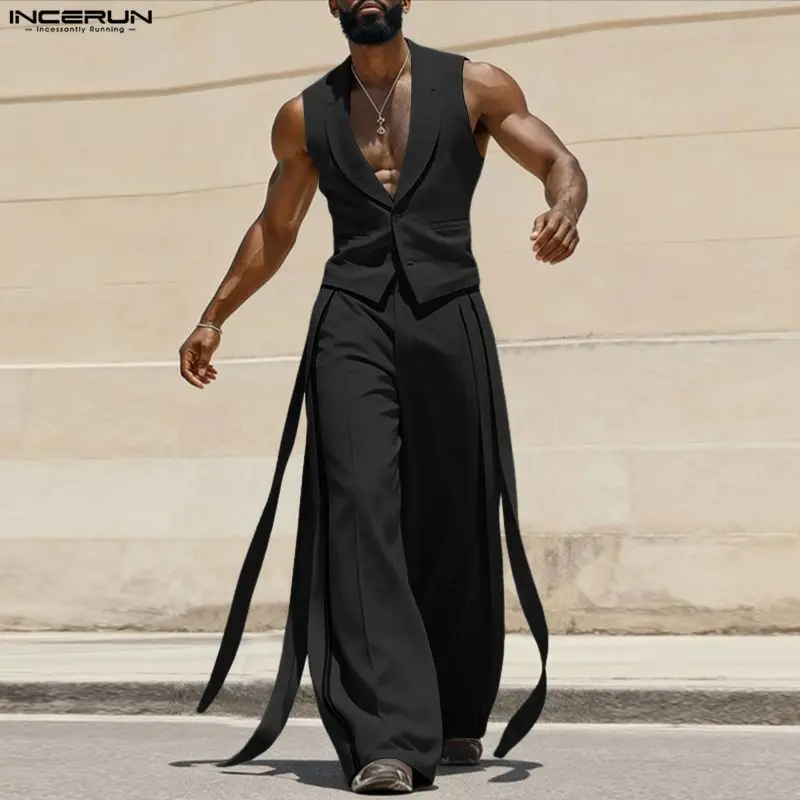 INCERUN Men Sets Solid Color V - Mens Fashion Casual 2026 评论和价格