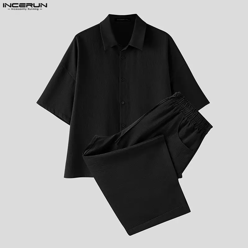 INCERUN Men's Sets Solid Lapel - Mens Fashion Casual 2026 评论和价格