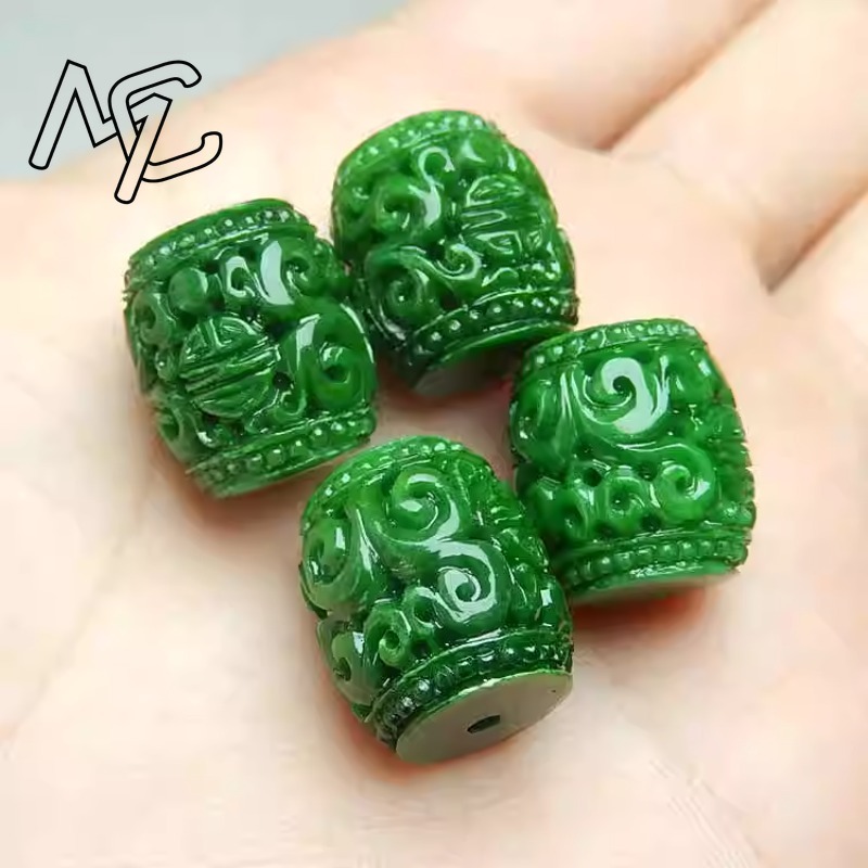 5pc Natural Green Jade Carving - Mens Fashion Bracelet 评论和价格