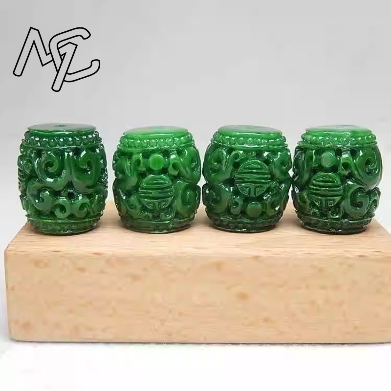 5pc Natural Green Jade Carving - Mens Fashion Bracelet 评论和价格