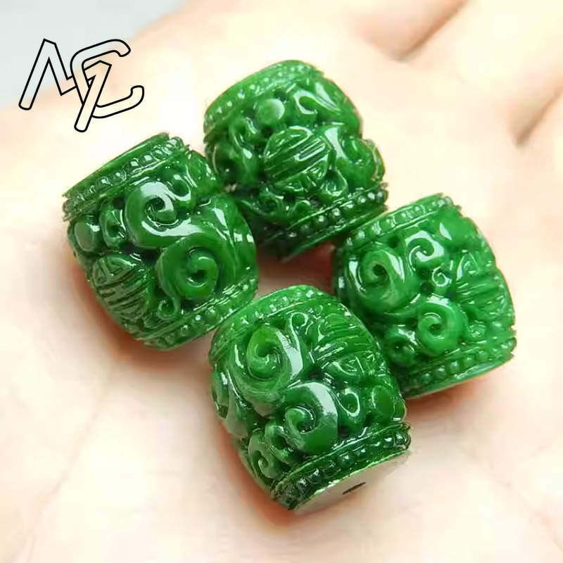 5pc Natural Green Jade Carving - Mens Fashion Bracelet 评论和价格