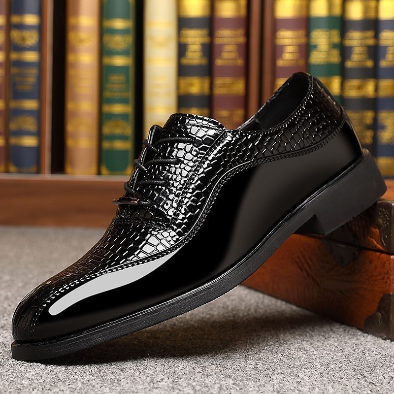 Men's Glossy Patent Leather Br - Men Fashion Korean Style 评论和价格