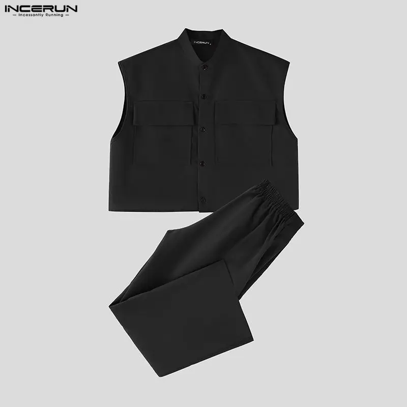 INCERUN Men Sets Solid Sleevel - Mens Fashion Casual 2026 评论和价格