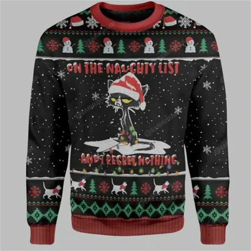 2026 Funny Cat Pattern Ugly Ch - Mens Fashion Casual 2026 评论和价格