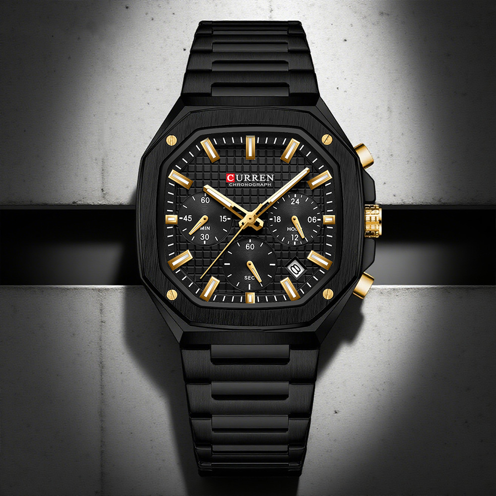 CURREN Luxury Square Chrono Wa - Mens Fashion Bracelet 评论和价格