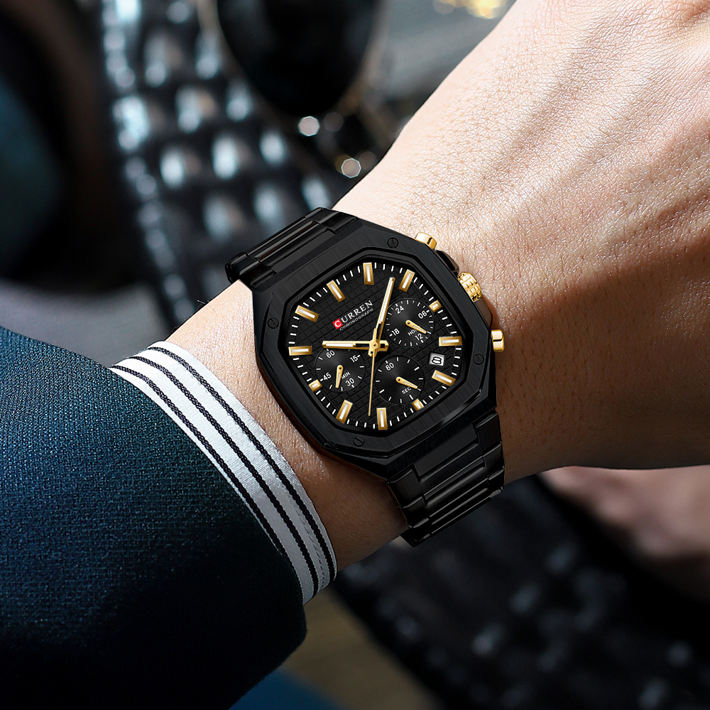 CURREN Luxury Square Chrono Wa - Mens Fashion Bracelet 评论和价格