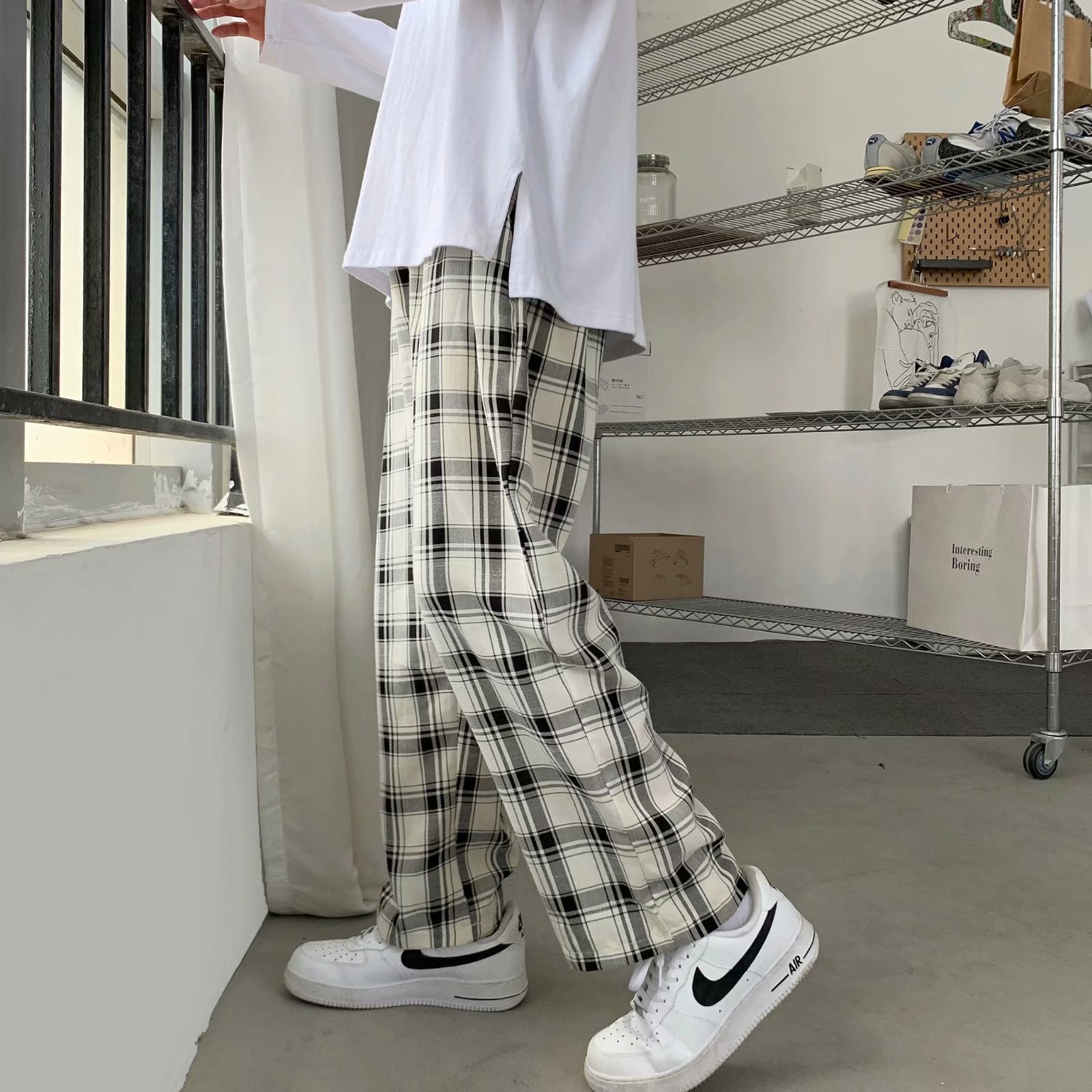 Men Plaid Pants Korean Style L - Men Fashion Korean Style 评论和价格